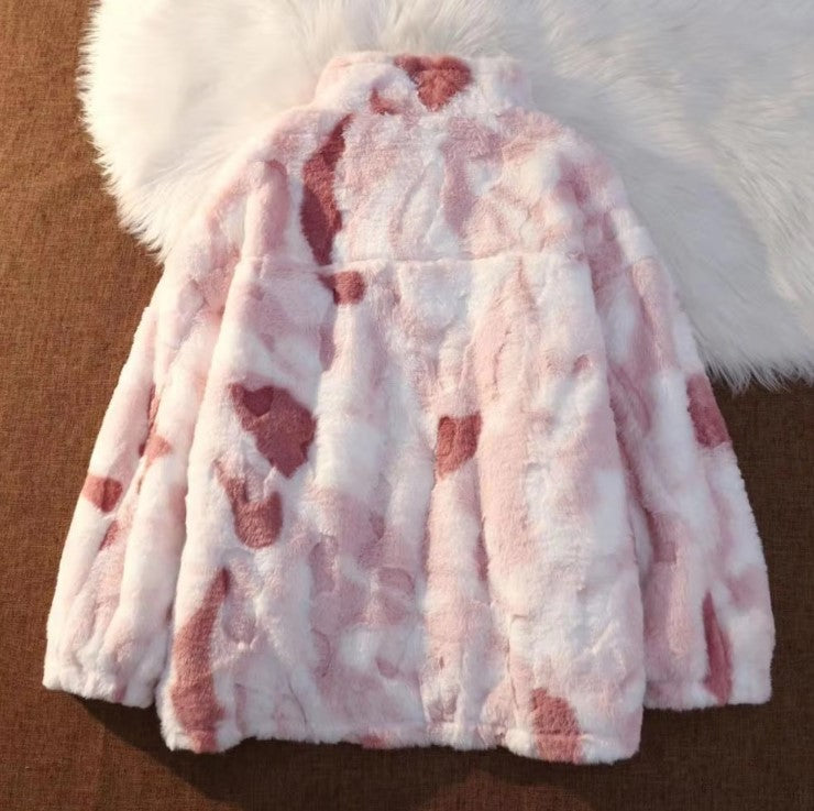 Irène | Veste Zippée à Col Montant en Peluche Tie Dye avec Poches