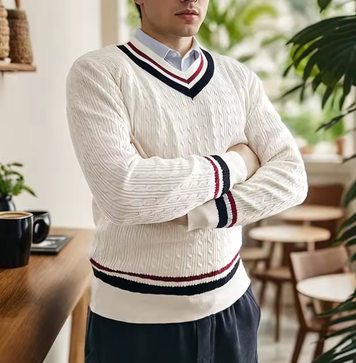 Dastan | Pull en Tricot à Col en V pour Homme – Style Décontracté Automne-Hiver