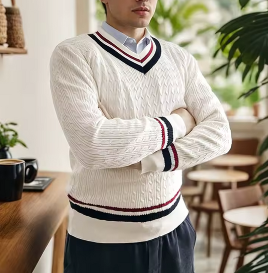 Dastan | Pull en Tricot à Col en V pour Homme – Style Décontracté Automne-Hiver