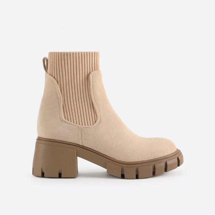 Bernadette | Bottines Martin à talon haut avec détail chaussette style britannique pour femme