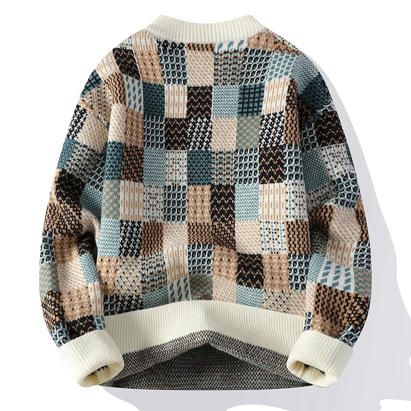 Jules | Pull Patchwork Multicolore - Style Unique et Hivernal Homme