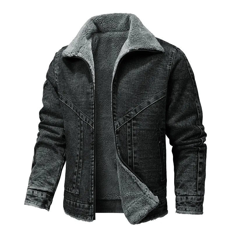 Ingo | Manteau Biker en Denim Doublé en Mouton pour Homme – Style et Chaleur d’Hiver