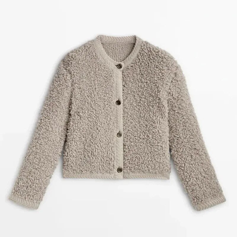 Rosina | Cardigan Court en Fleece Teddy à Boutons pour Femme - Doux et Confortable