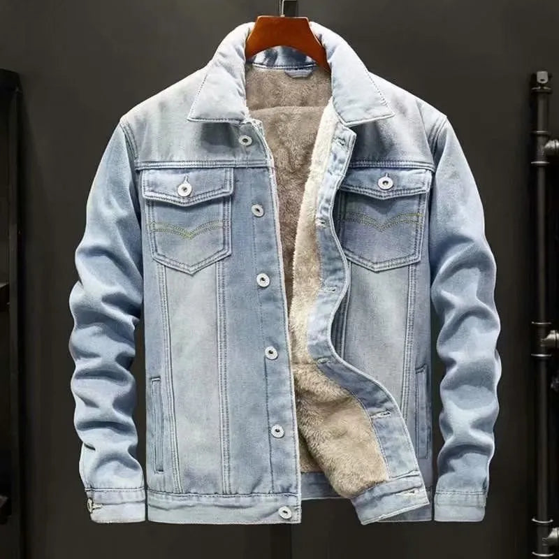 Yael | Veste en Denim pour Hommes Doublée en Polaire avec Fermeture à Boutons