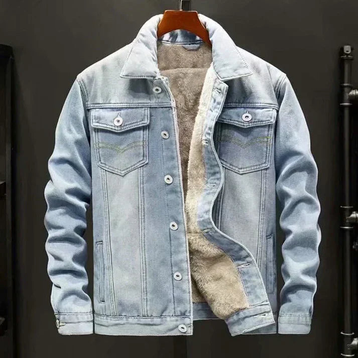 Donovan | Veste en jean moderne pour homme avec col rabattu, doublée en polaire et boutons