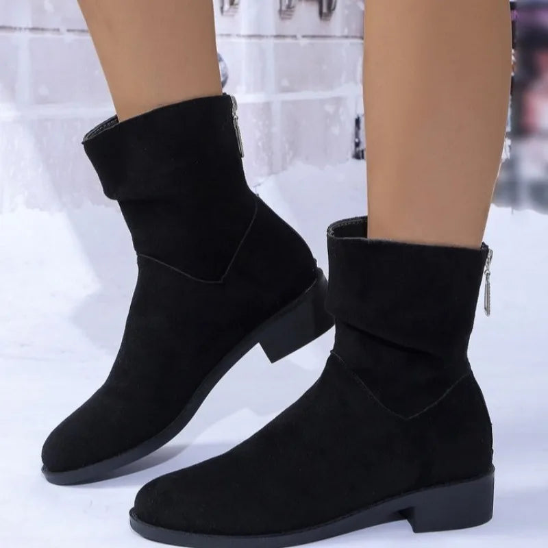 Castore | Bottines à Talon Bas avec Fermeture Éclair Arrière pour Femme