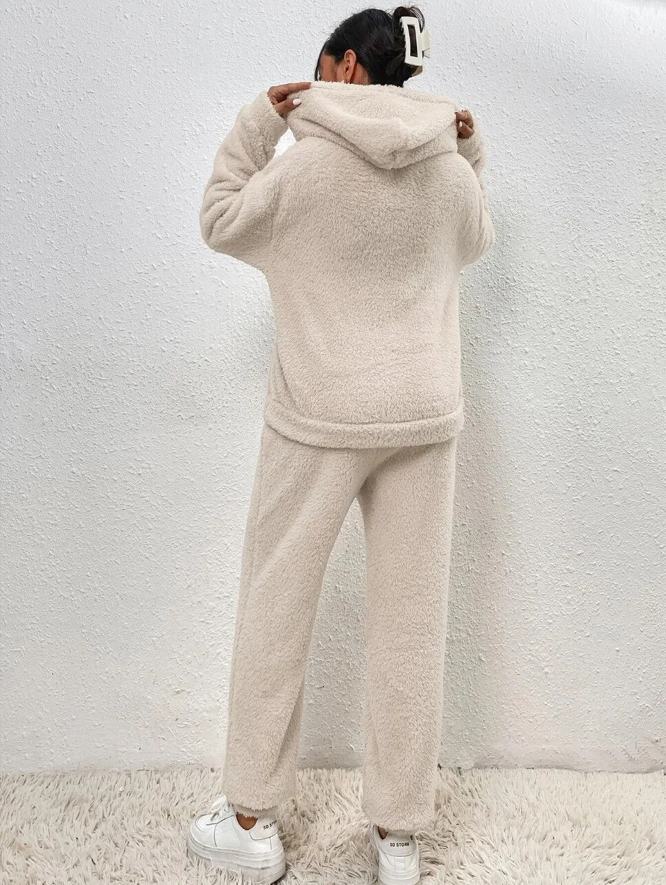 Thaise | Ensemble Confort en Molleton Doux avec Sweat à Capuche & Pantalon Large