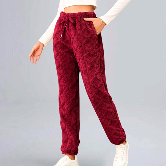 Nathalie | Pantalon en Velours avec Cordon de Serrage et Motif Tressé