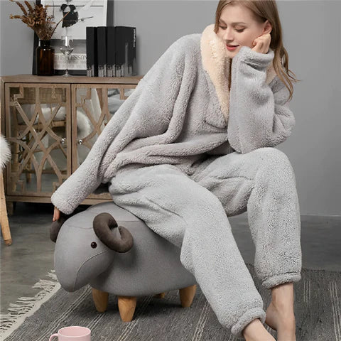 NachtFleece | Pyjama d'hiver en velours épais – Chaleur et confort pour des nuits douces