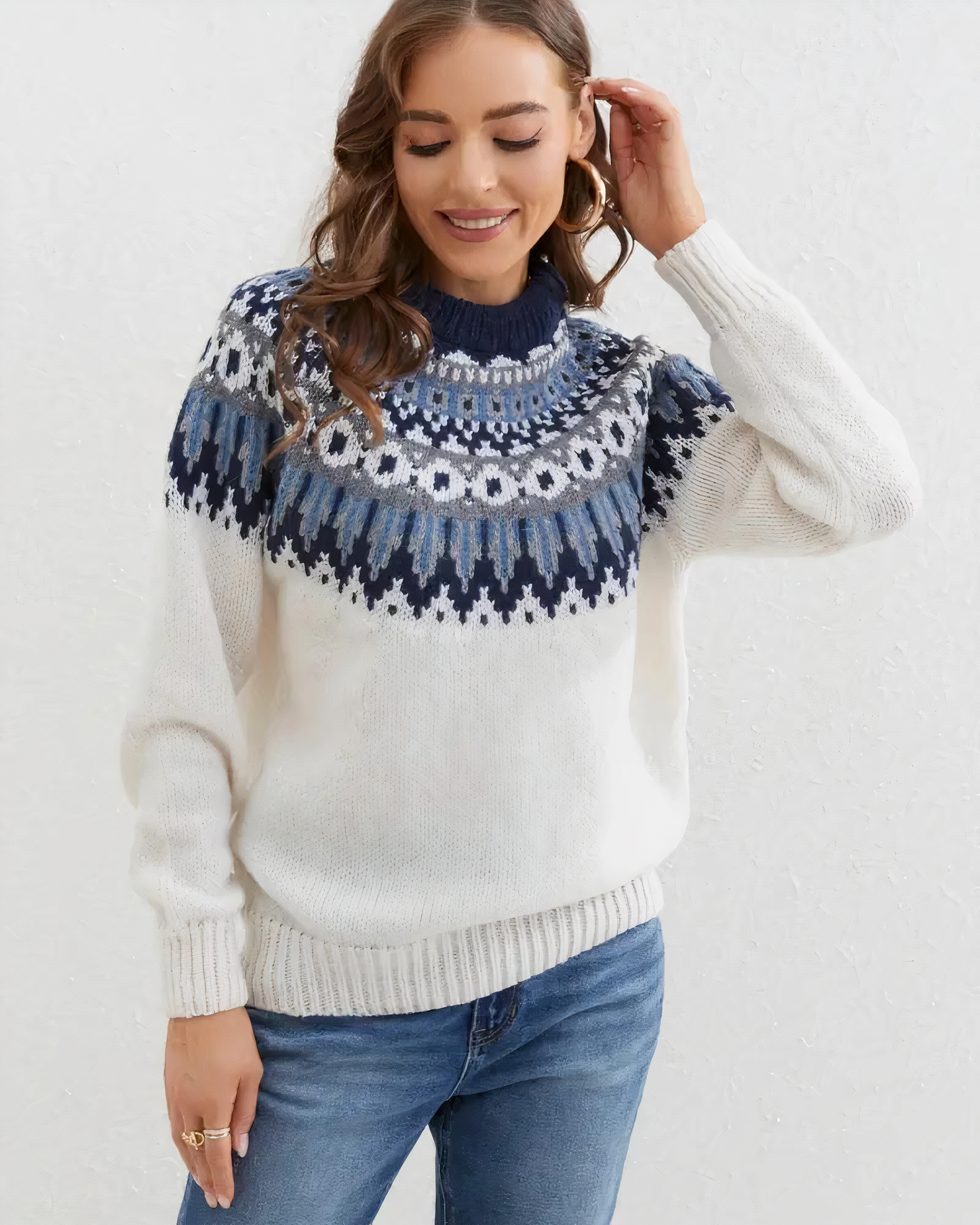 Ysatis | Pull à col roulé en maille avec motif tribal