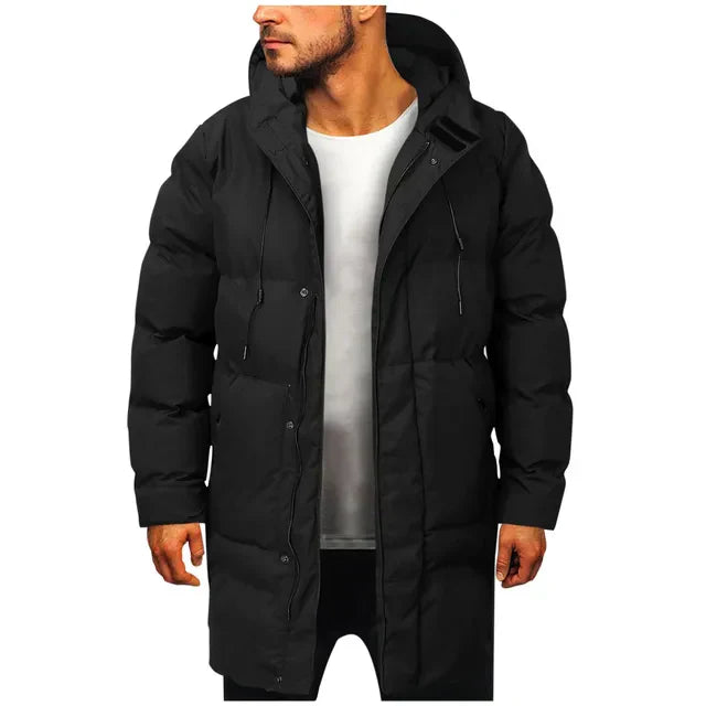 Marcel | Parka Longue pour Homme avec Capuche et Fermeture Zippée, Doublée et Matelassée