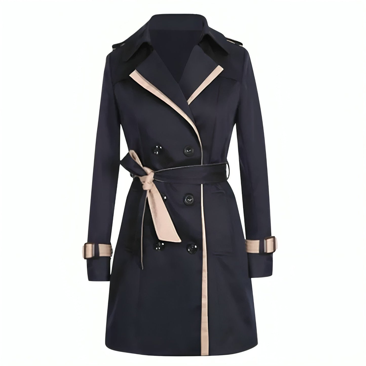 Nylia | Manteau Classique à Double Boutonnage avec Ceinture pour Femme