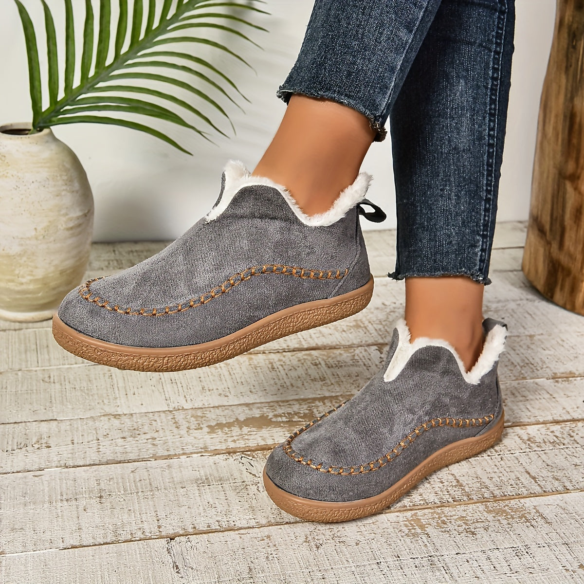 Rosilda | Mocassins Confort Femme Doublés Polaire Plat et Chic