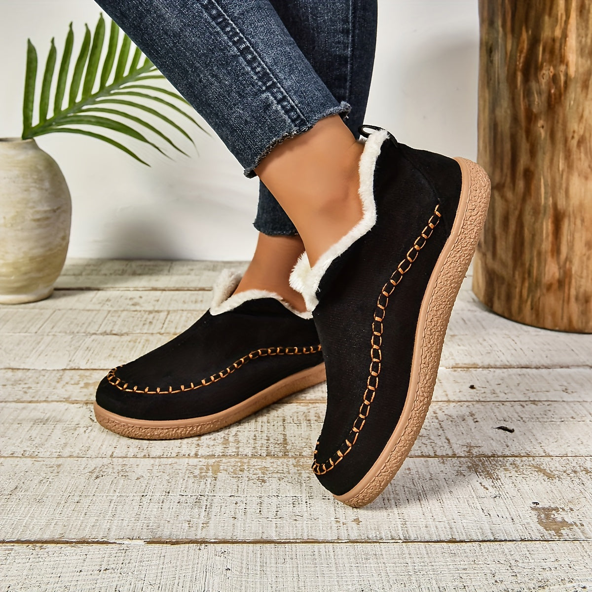 Rosilda | Mocassins Confort Femme Doublés Polaire Plat et Chic