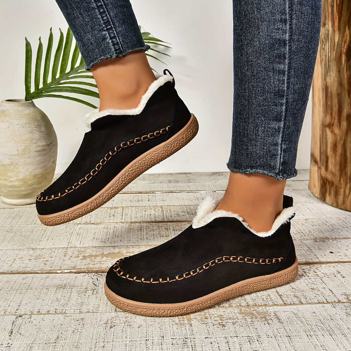 Rosilda | Mocassins Confort Femme Doublés Polaire Plat et Chic