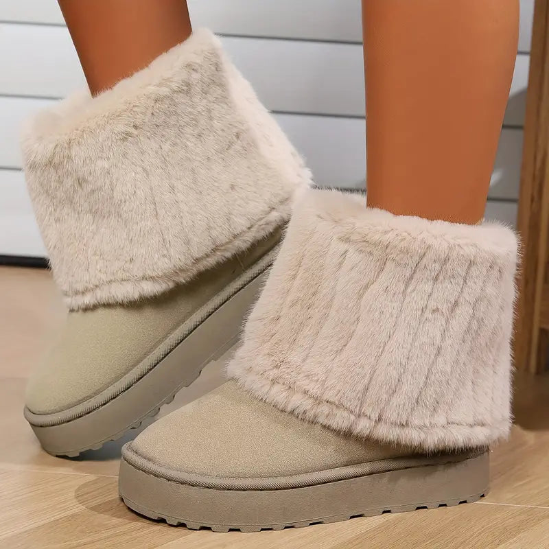 Zoëlla | Bottines à Bout Rond en Véritable Suède avec Doublure en Fourrure – Confort et Style