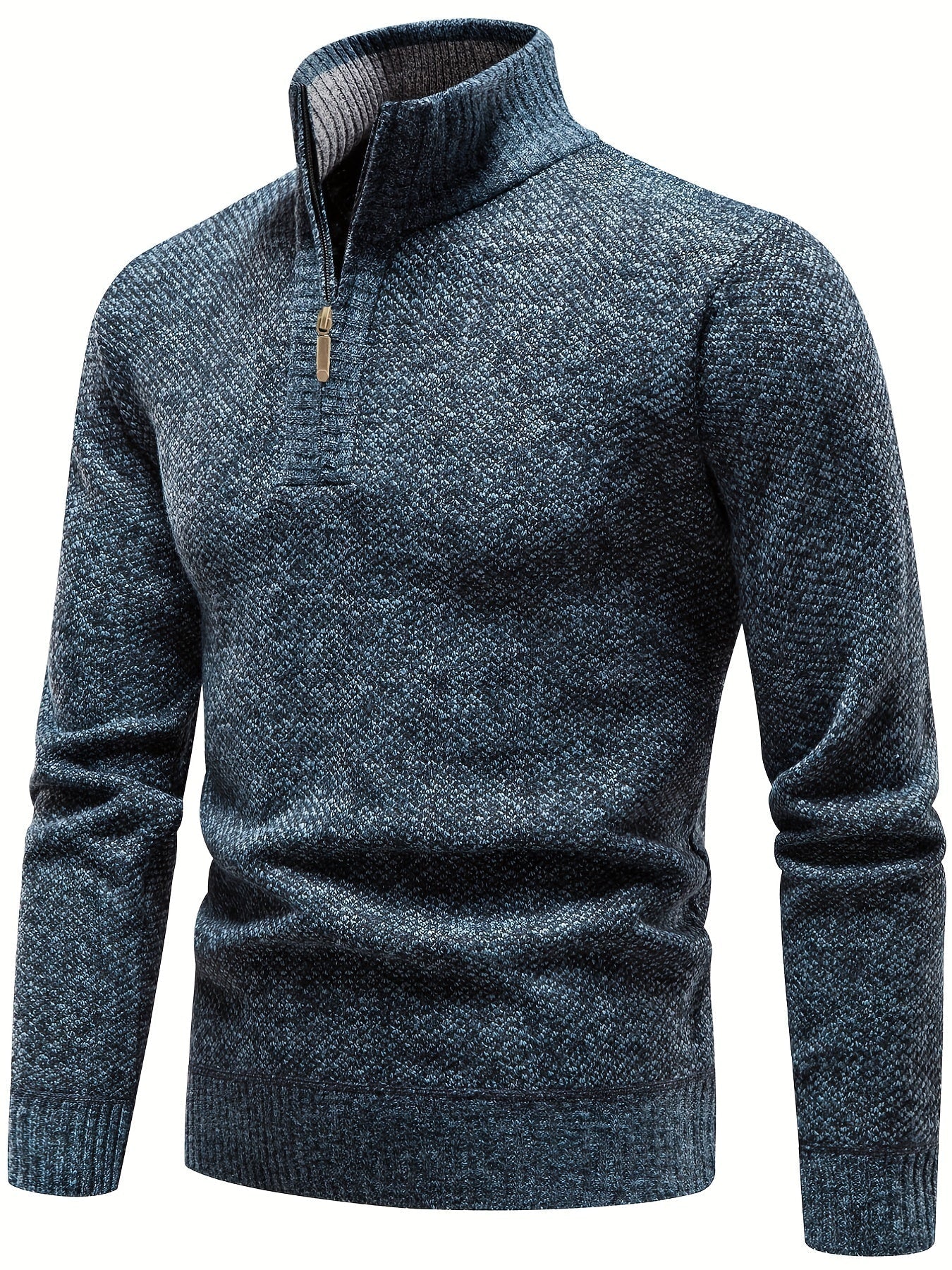 Céndric | Pull Homme à Col Montant Zippé en Couleur Unie – Décontracté et Moderne