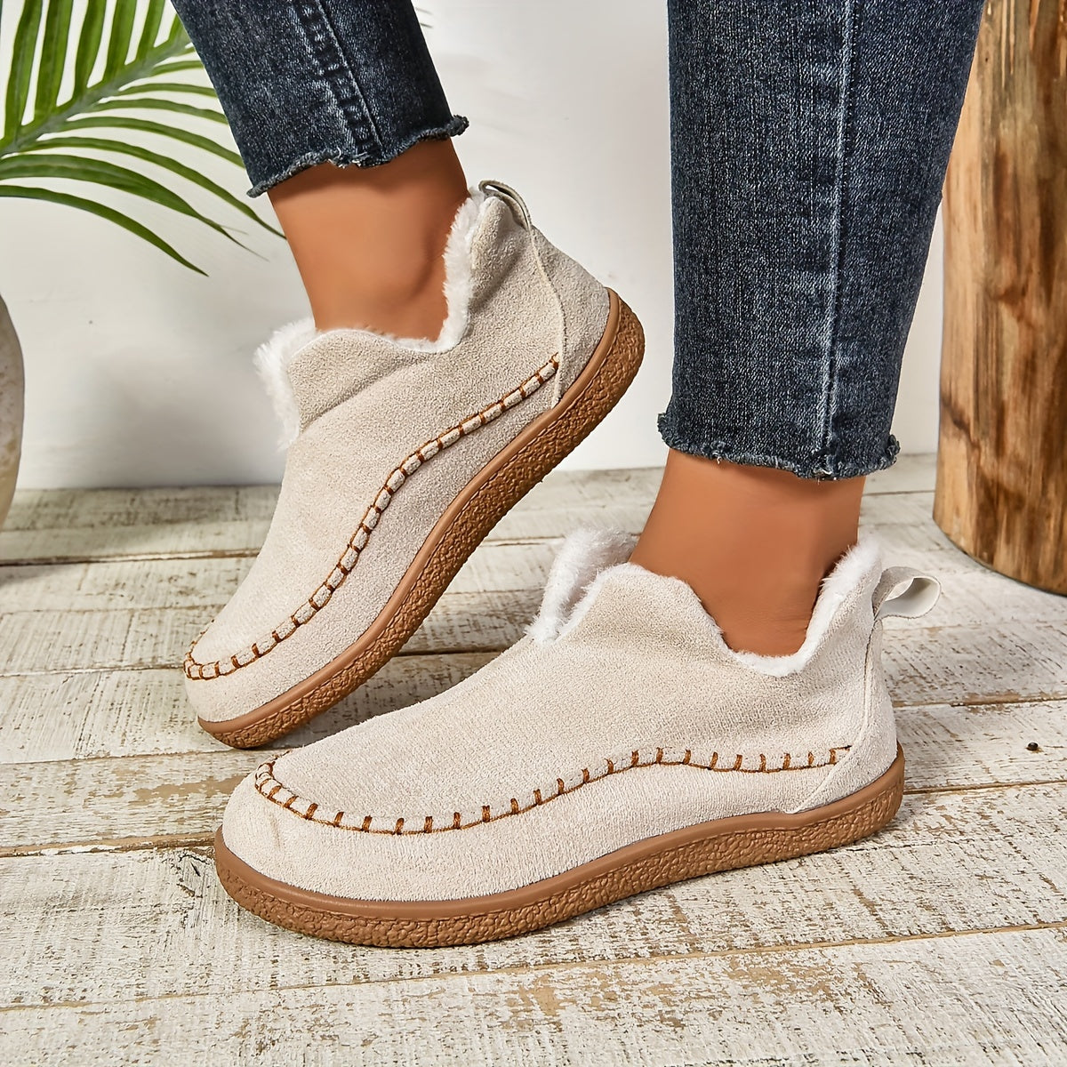 Rosilda | Mocassins Confort Femme Doublés Polaire Plat et Chic