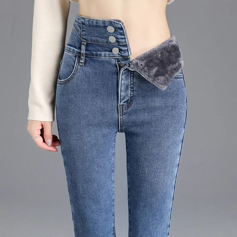 Quiviane | Jeans Taille Haute Fleece Lined pour Femme – Confort et Élégance en Hiver