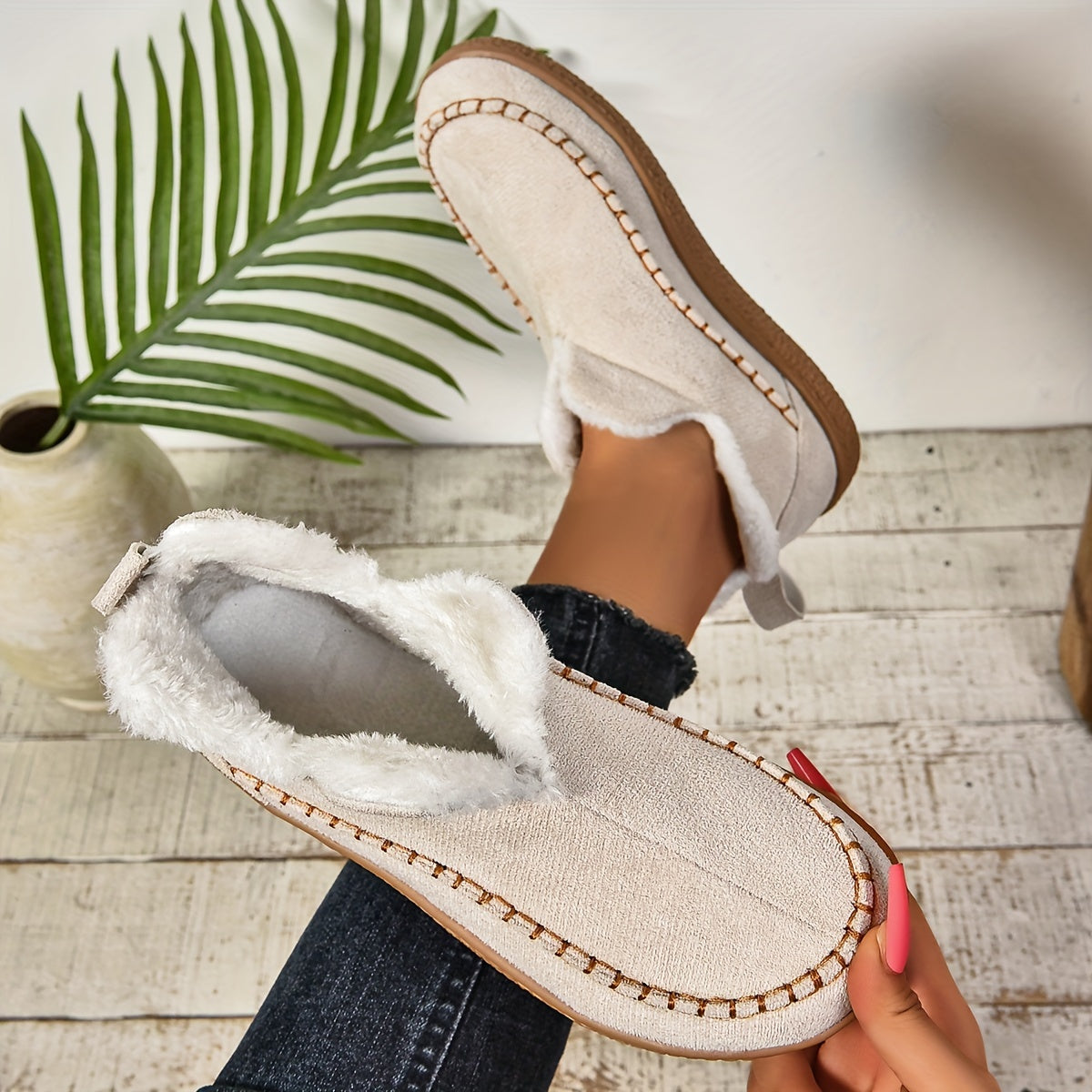 Rosilda | Mocassins Confort Femme Doublés Polaire Plat et Chic