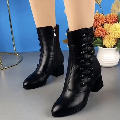 Ysalina | Bottines à Talon Bloc avec Fermeture Éclair Latérale pour Femme