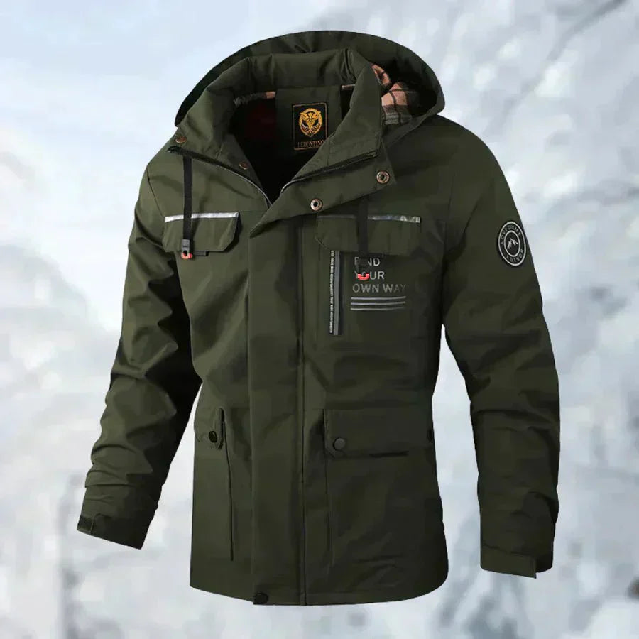 Irénée | Veste Outdoor Homme à Capuche avec Cordon de Serrage, Imperméable et Poches Multiples