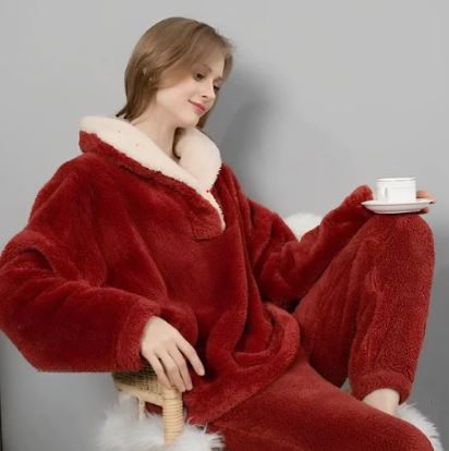 NachtFleece | Pyjama d'hiver en velours épais – Chaleur et confort pour des nuits douces