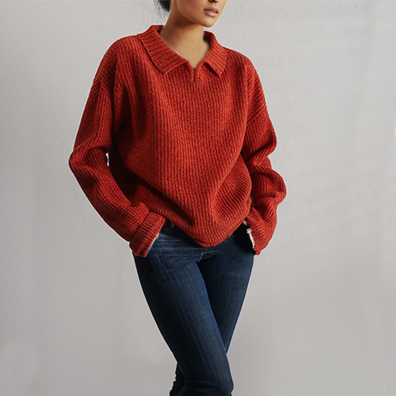 Vontela | Pull Tricoté Épais avec Col Polo pour Femme – Élégance Casual et Confort Absolu