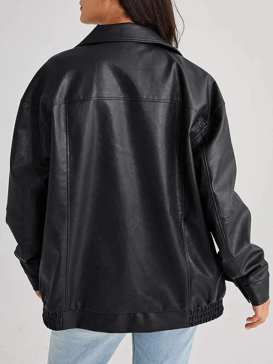 Bambino | Blouson Bomber Oversize en Cuir pour Femme