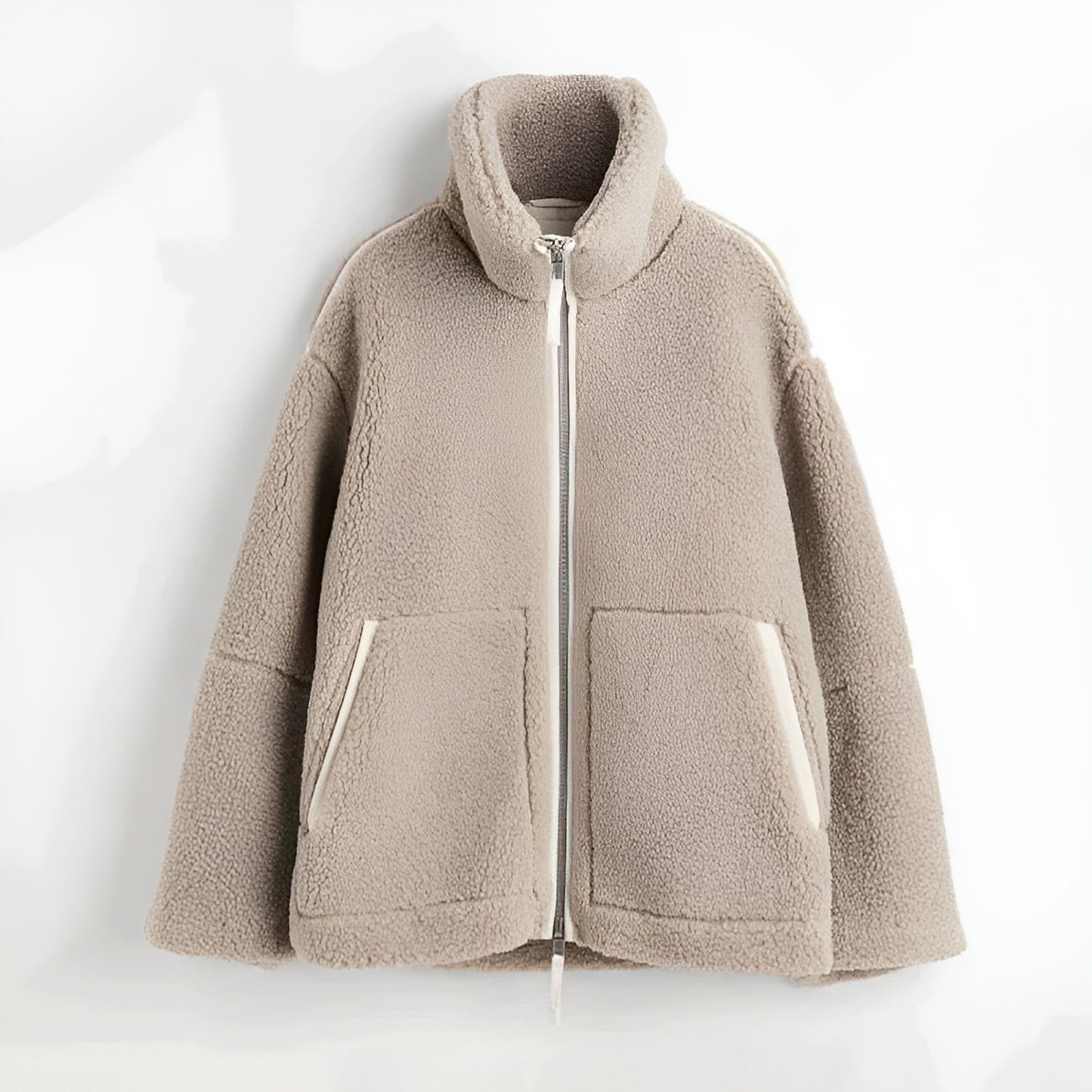 Quitana | Veste Femme Teddy Fleece à Zip Complet, Col Montant, Coupe Légèrement Ample avec Poches Latérales