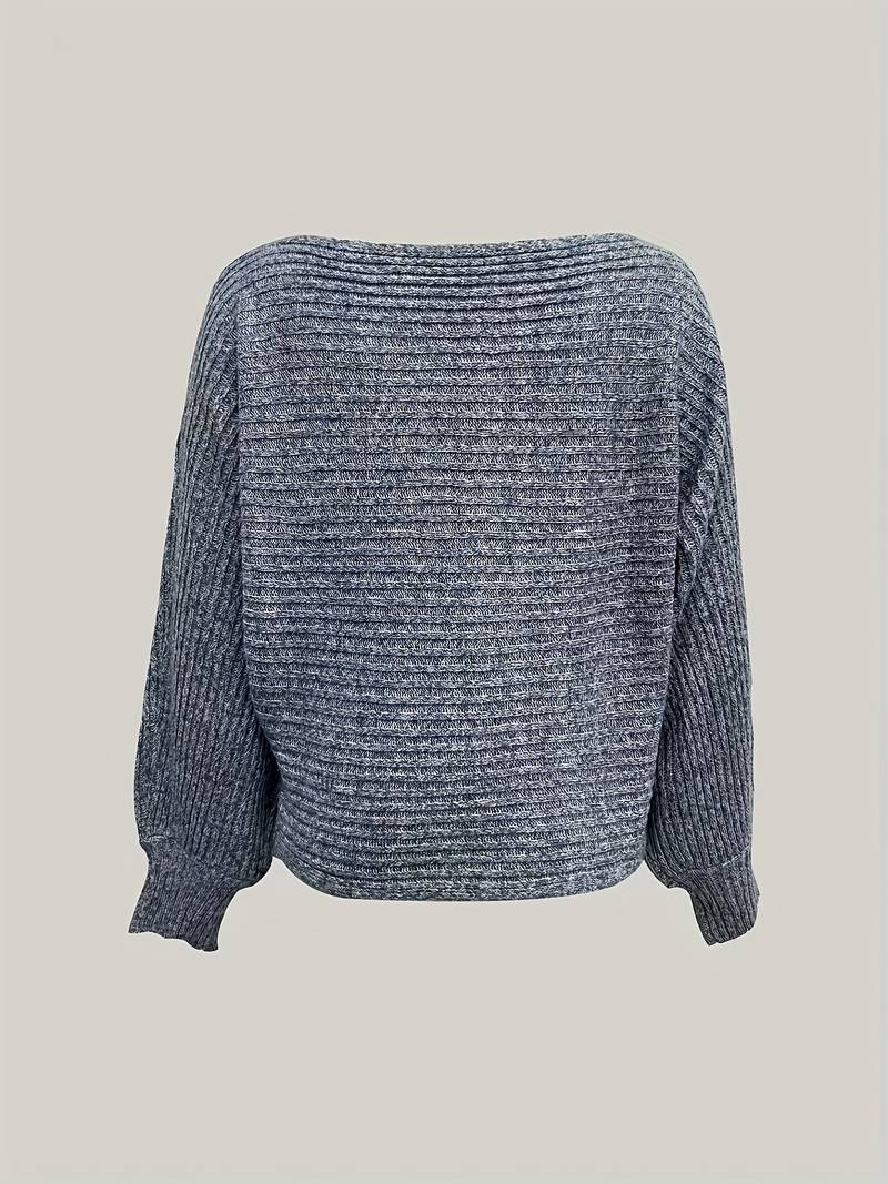 Kiki | Pull Tricoté Gris à Épaule Dénudée pour Femme