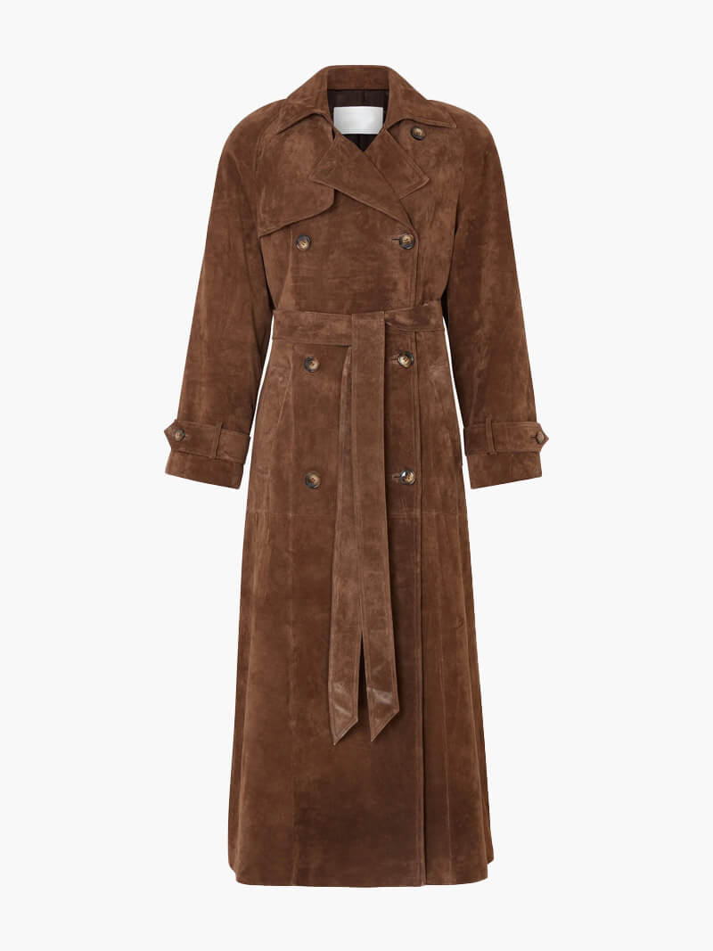 Briana | Manteau Trench Long Suédé avec Ceinture Taille - Veste d’Hiver Élégante pour Femme