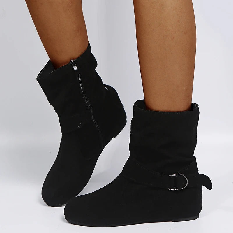 Wendeline | Bottines Femme à Zip Latéral et Sangle à Boucle - Confort et Élégance