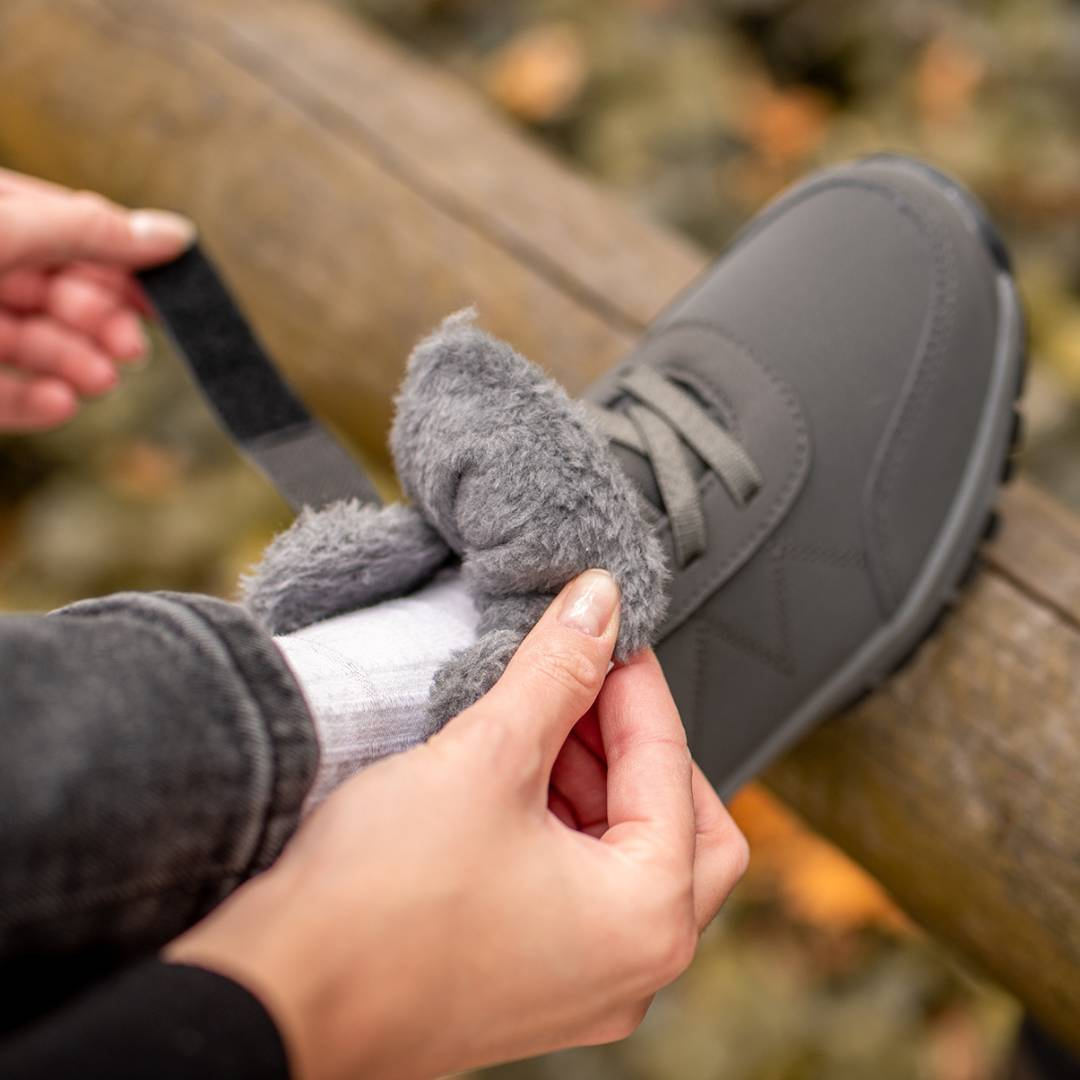 Léonie | Baskets d'hiver doublées en polaire avec lacets et bandes Velcro