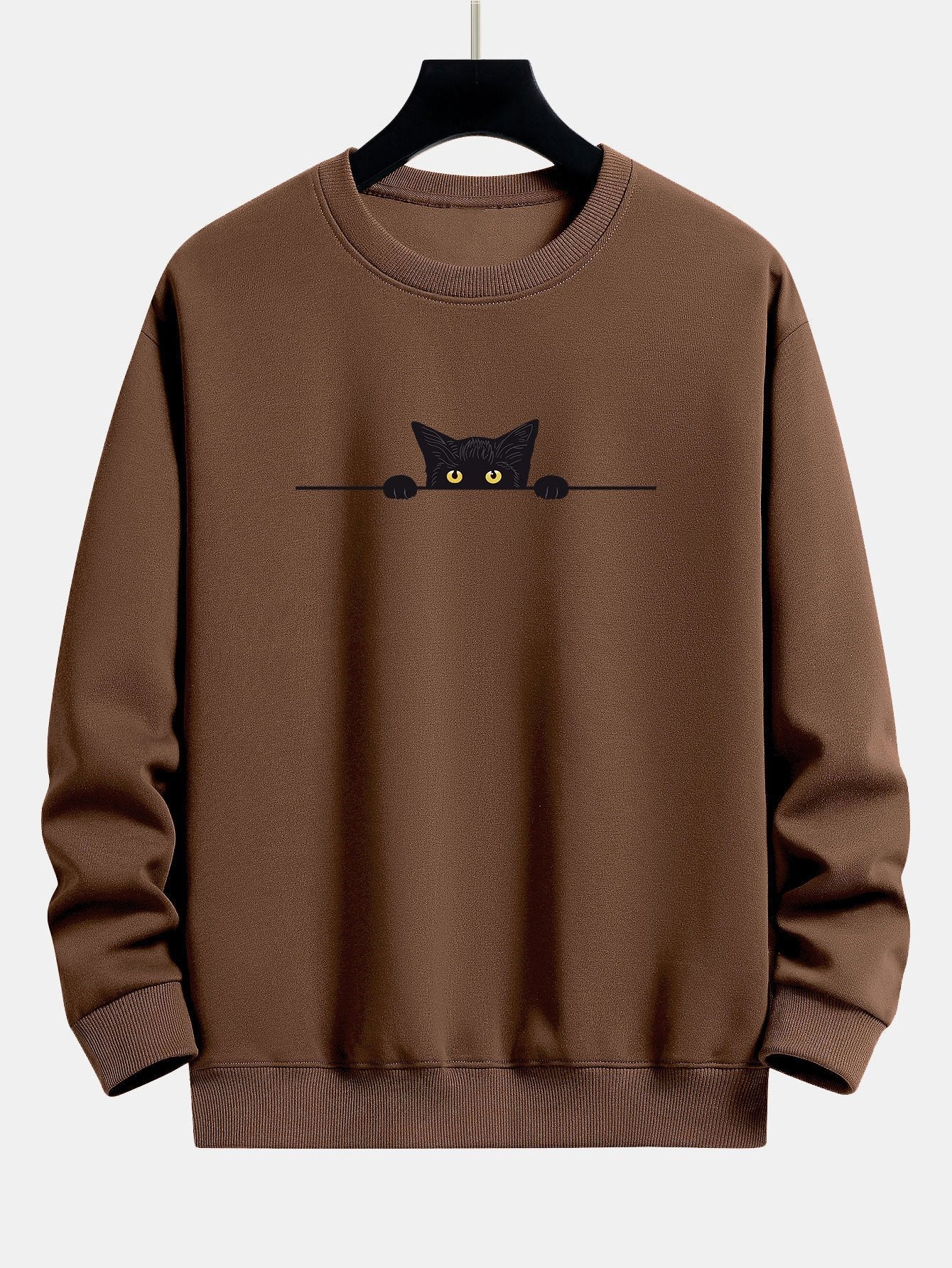 Momi | Sweat-shirt unisexe imprimé chat noir – Confort décontracté