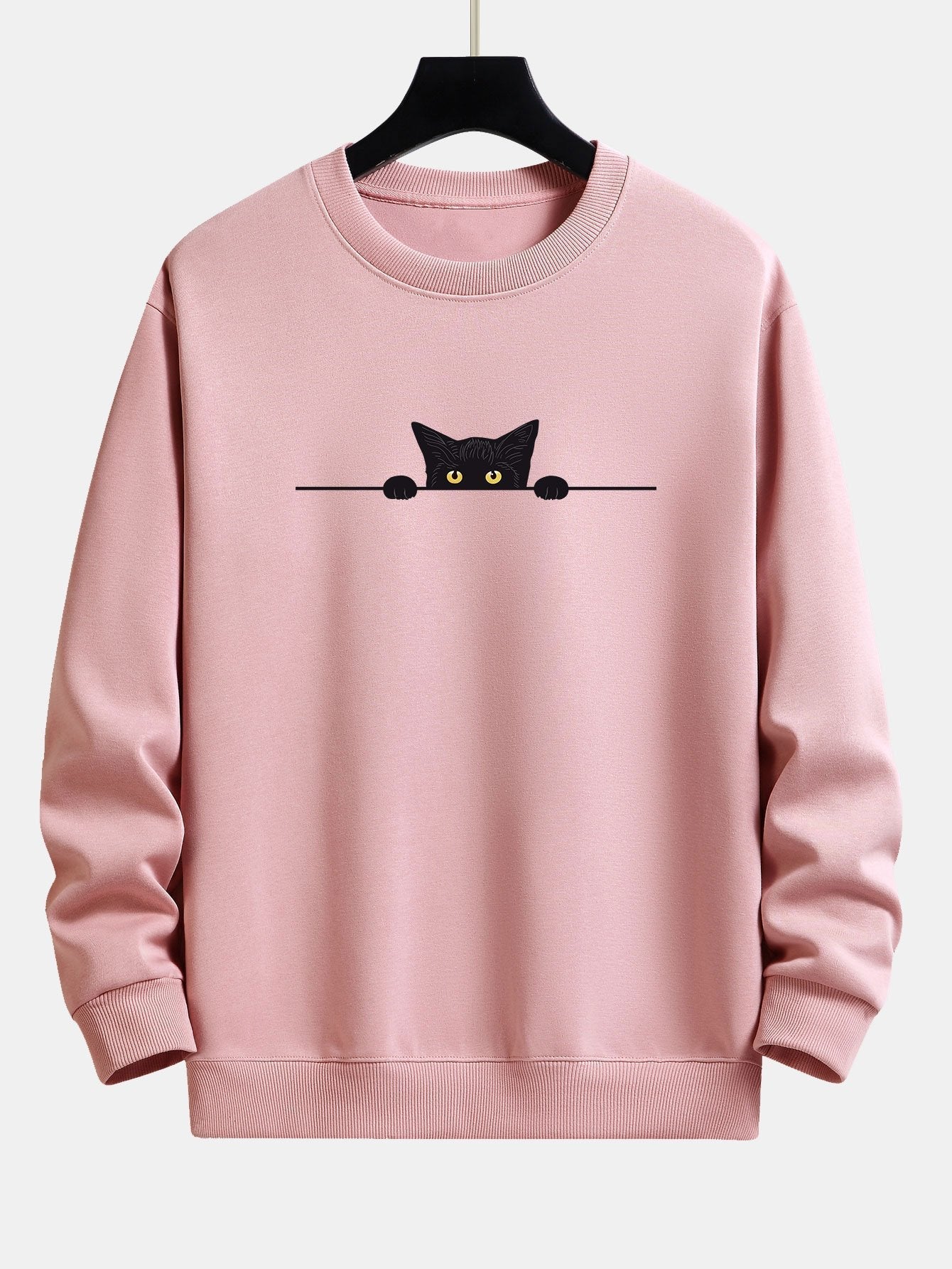 Momi | Sweat-shirt unisexe imprimé chat noir – Confort décontracté