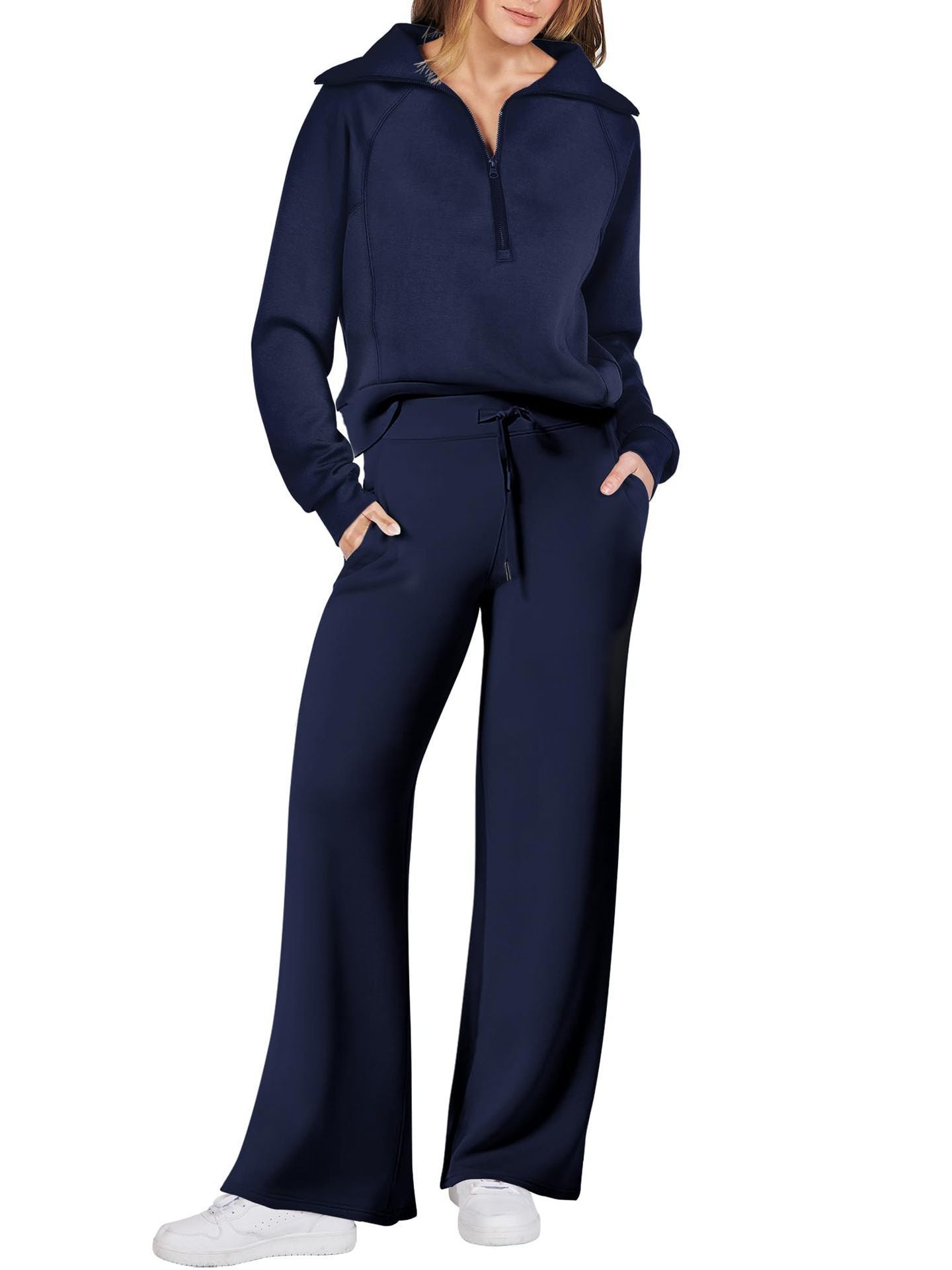 Genzie | Ensemble Femme 2 Pièces - Sweat Oversize et Pantalon à Jambes Larges