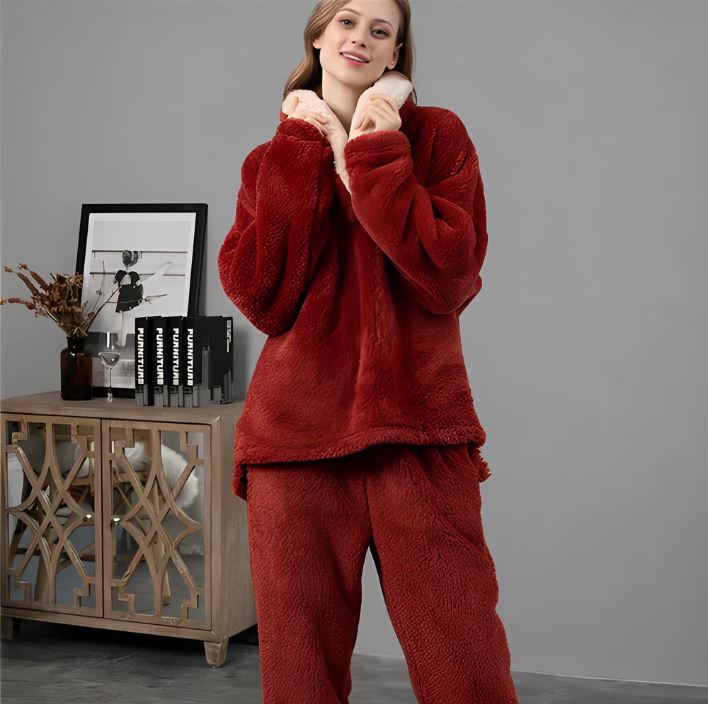 NachtFleece | Pyjama d'hiver en velours épais – Chaleur et confort pour des nuits douces