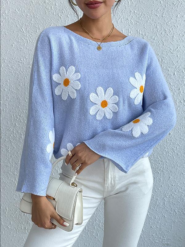 Kriselda | Pull Tricoté Femme avec Broderies Florales Élégantes