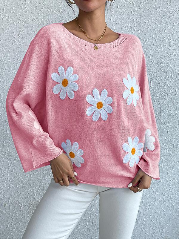 Kriselda | Pull Tricoté Femme avec Broderies Florales Élégantes