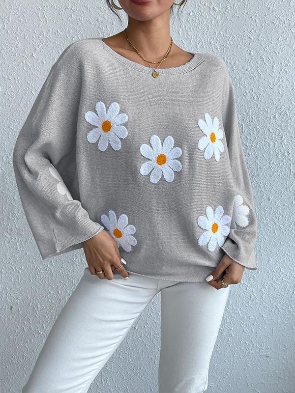 Kriselda | Pull Tricoté Femme avec Broderies Florales Élégantes