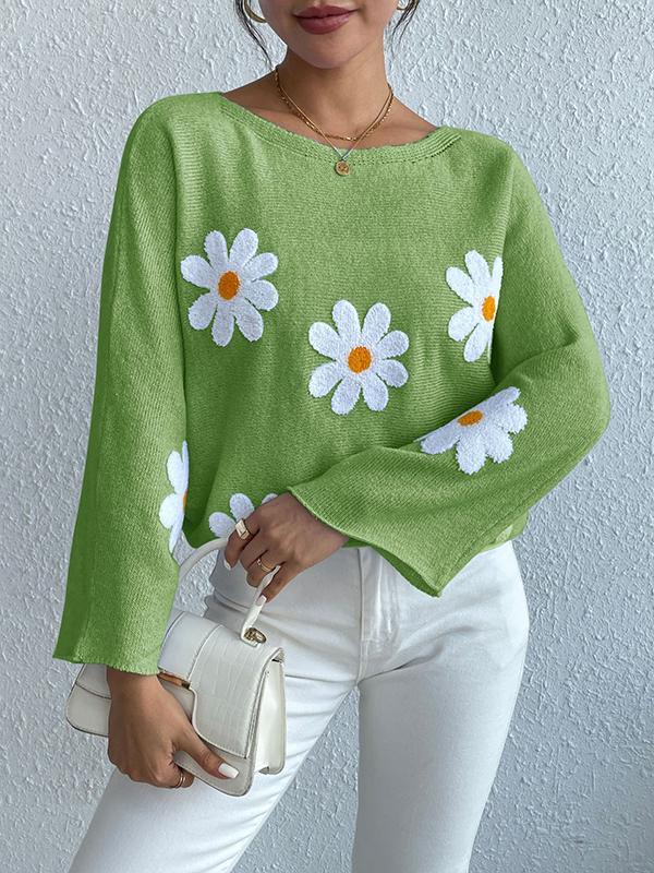 Kriselda | Pull Tricoté Femme avec Broderies Florales Élégantes