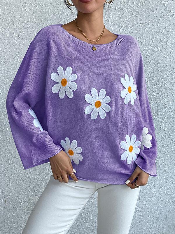 Kriselda | Pull Tricoté Femme avec Broderies Florales Élégantes