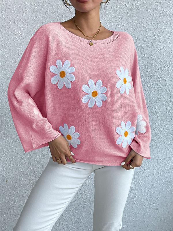 Kriselda | Pull Tricoté Femme avec Broderies Florales Élégantes