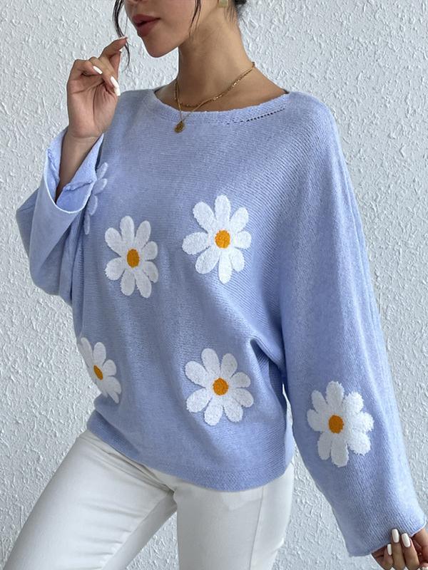 Kriselda | Pull Tricoté Femme avec Broderies Florales Élégantes