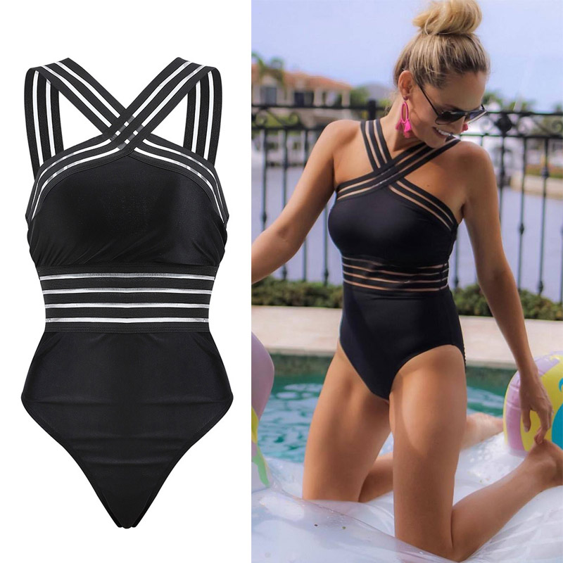 Louvine | Maillot de Bain Noir Femme Croisé à Dos Nu – Confort et Élégance