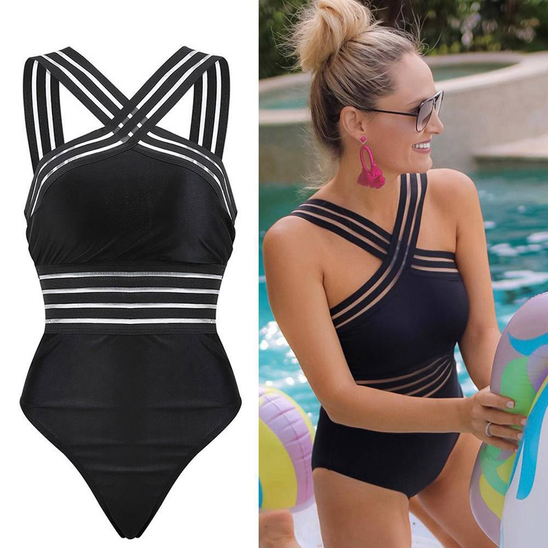 Louvine | Maillot de Bain Noir Femme Croisé à Dos Nu – Confort et Élégance