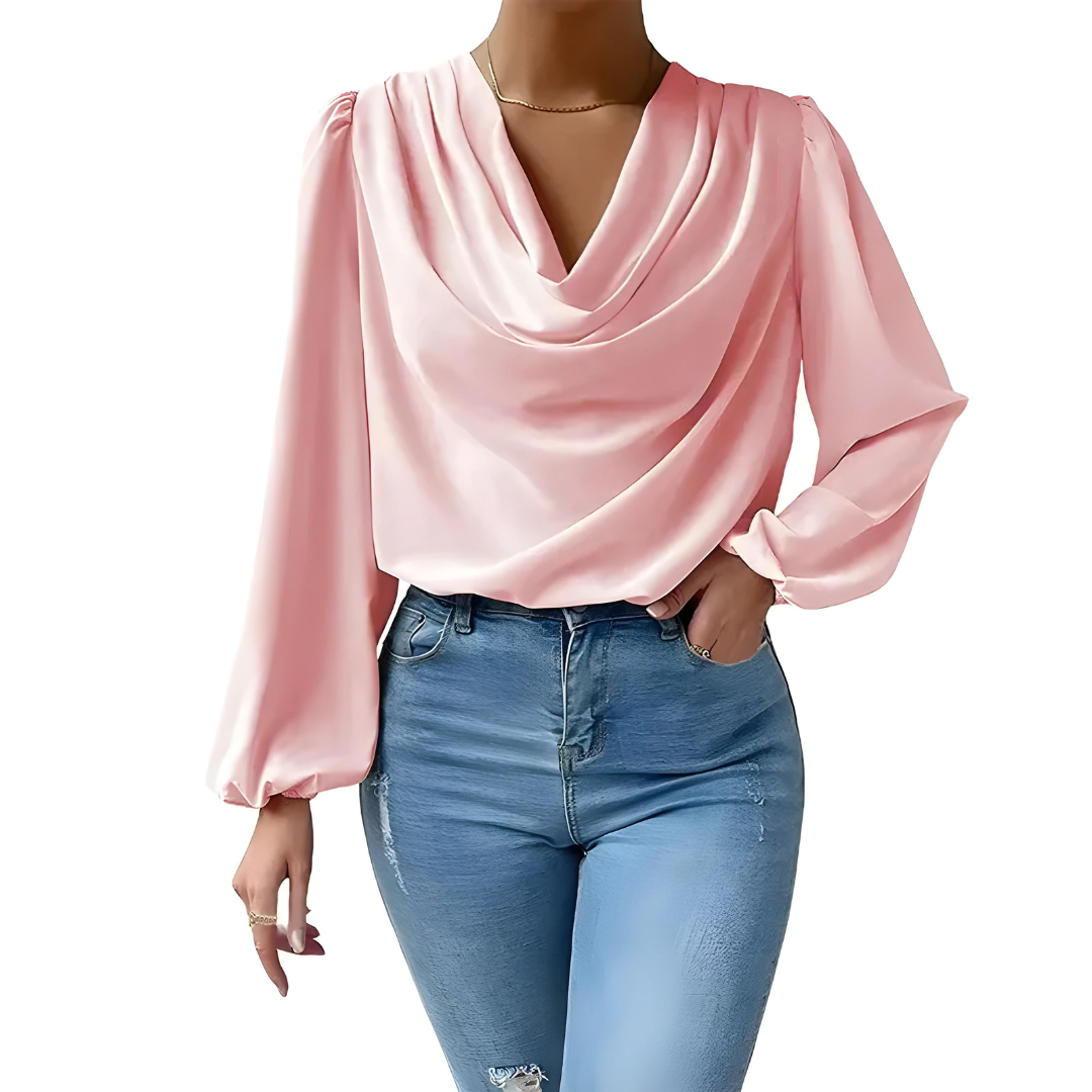 Nila | Élégante Blouse en Satin à Manches Longues