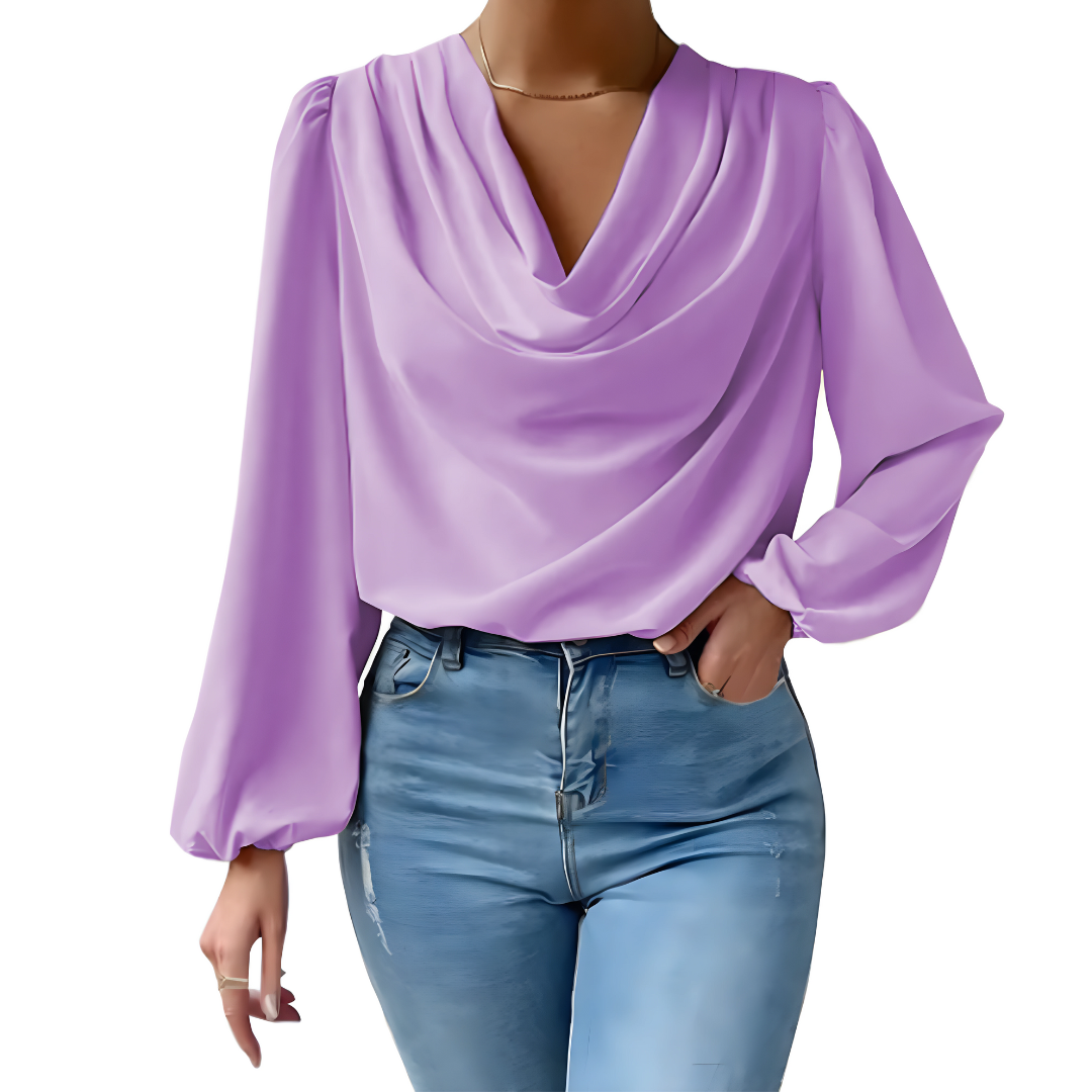 Nila | Élégante Blouse en Satin à Manches Longues