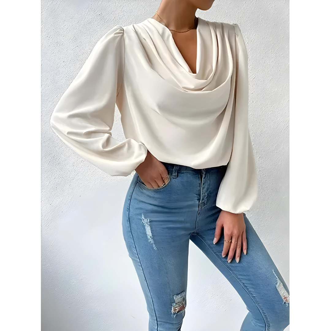 Nila | Élégante Blouse en Satin à Manches Longues